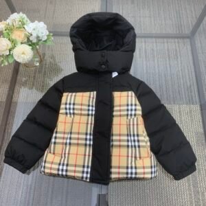 Black Check Puffer Coat