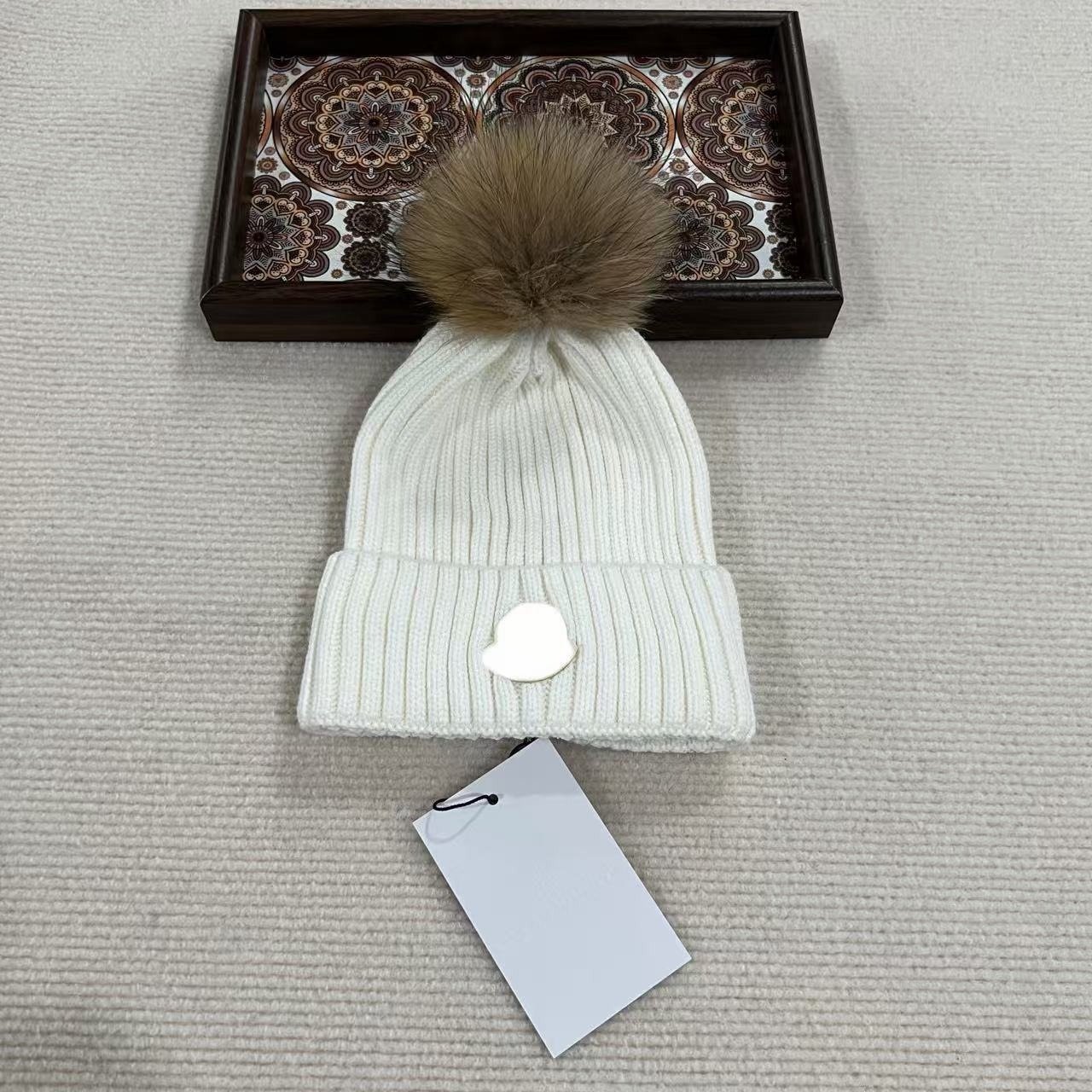 Kids Faux Fur Pom Pom Ribbed Beanie - Image 5