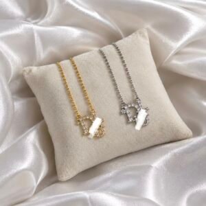 Crystal Initial Pendant Necklace