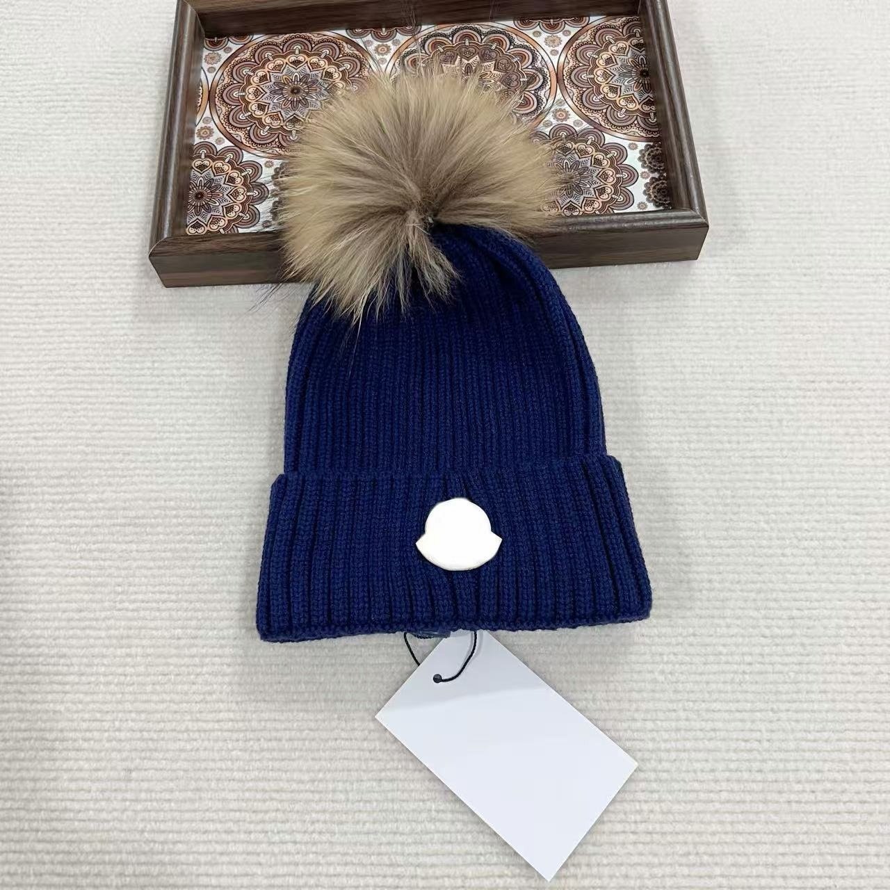 Kids Faux Fur Pom Pom Ribbed Beanie - Image 7